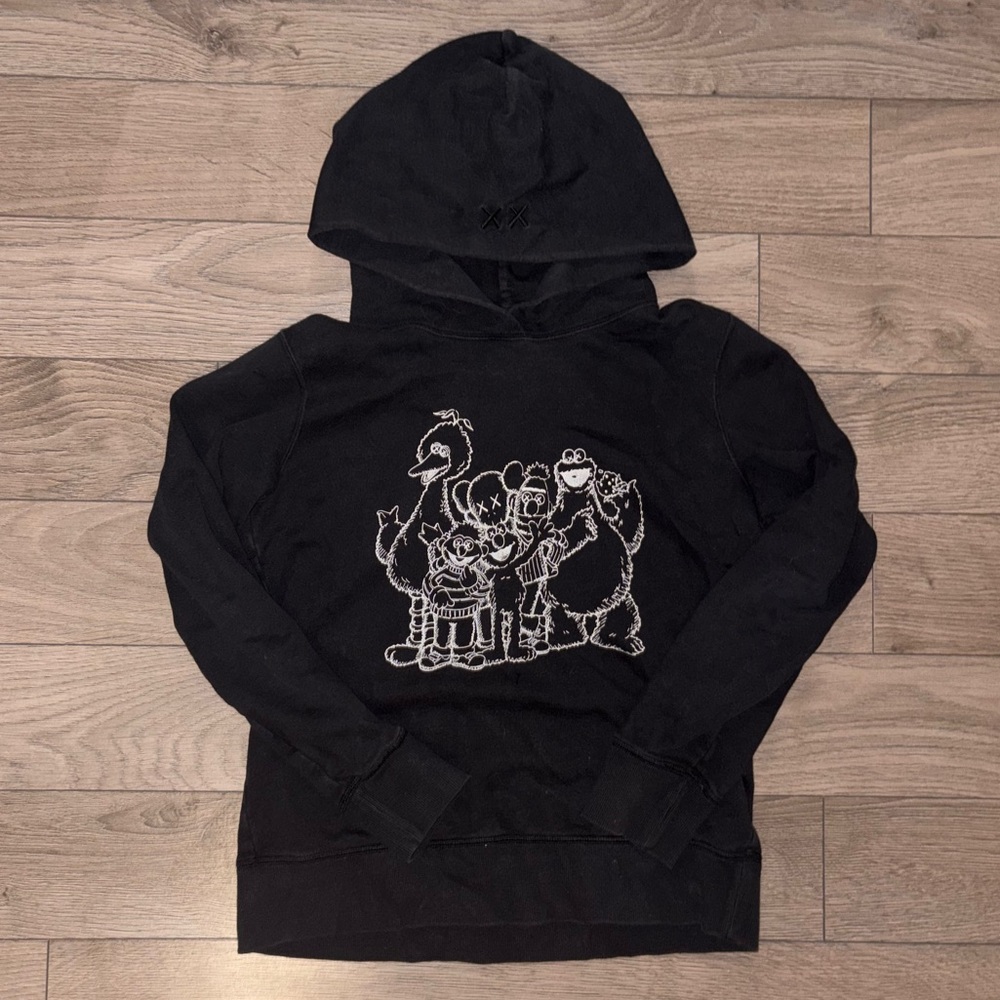 KAWS X Sesame Street X Uniqlo Black Graphic Hoodie Sweater